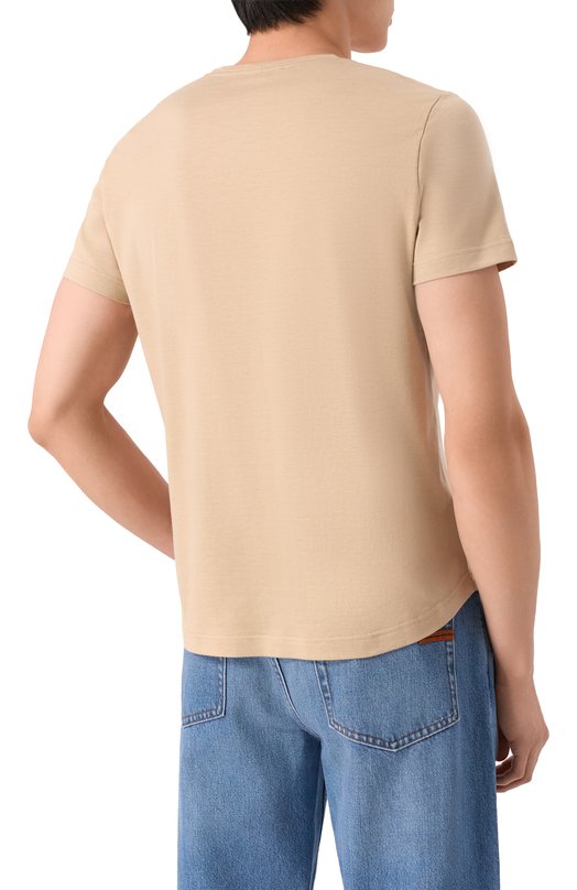 Футболка из шелка и хлопка Loro Piana FAF6128 Бежевый  FAF6128 Фото 4