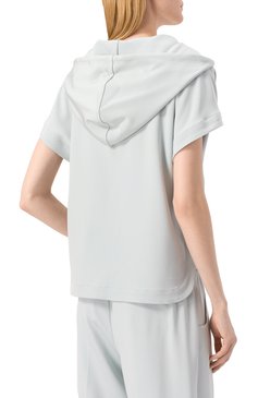 Женский шелковый топ KITON светло-голубого цвета, арт. D59415K0923F03 | Фото 4 (Материал сплава: Проставлено; Рукава: Короткие; Материал внешний: Шелк; Драгоценные камни: Проставлено; Длина (для топов): Стандартные; Стили: Кэжуэл; Кросс-КТ: костюм)