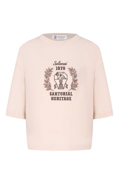 Женская хлопковая футболка BRUNELLO CUCINELLI, арт. M0T81B2X10