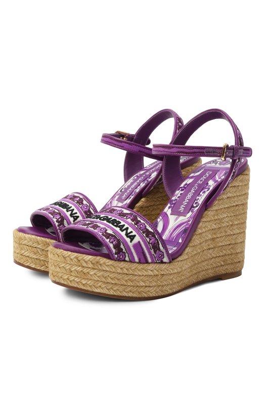 Комбинированные босоножки Dolce & Gabbana CZ0318/AV804 Фиолетовый CZ0318/AV804
