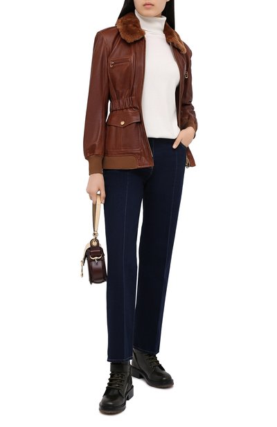 Кожаная куртка CHLOÉ коричневого цвета по цене 516000 руб., арт. CHC20ACV06205, фото 2 Кожаная куртка CHLOÉ, арт. CHC20ACV06205, фото 2