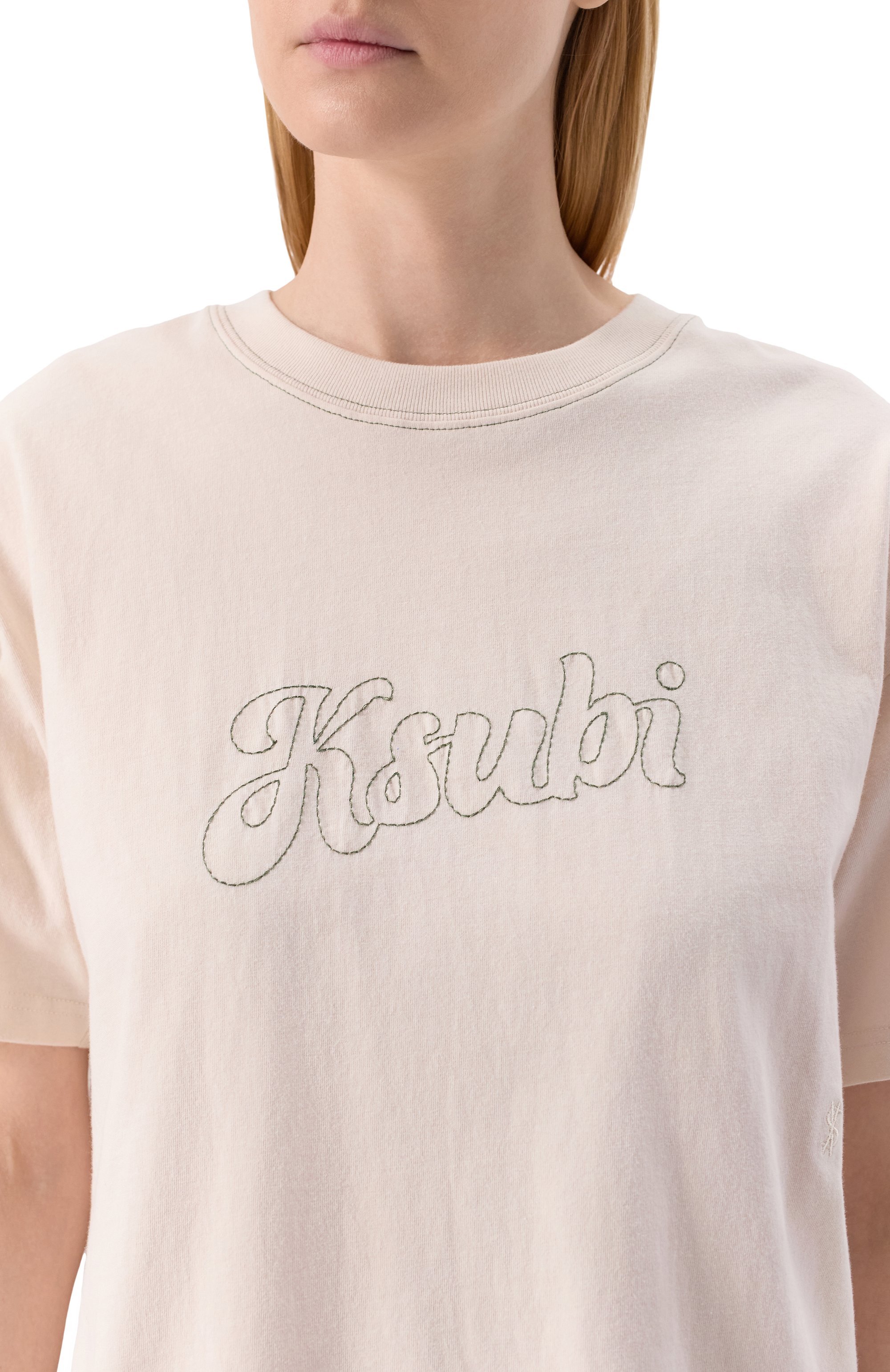 Хлопковая футболка KSUBI кремового цвета по цене 19300 руб., арт. WPS25TE011, фото 5 Хлопковая футболка KSUBI, арт. WPS25TE011, фото 5