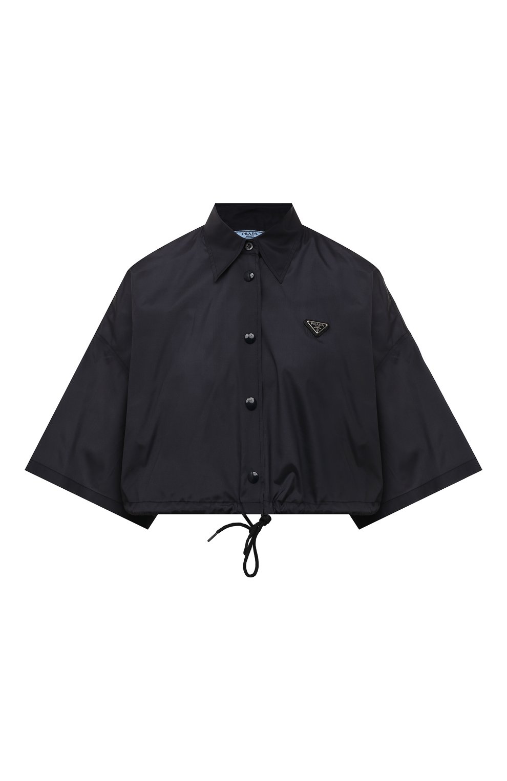Шелковая рубашка PRADA синего цвета по цене 135000 руб., арт. P454F-10GP-F0008-221, фото 1 Шелковая рубашка PRADA, арт. P454F-10GP-F0008-221, фото 1