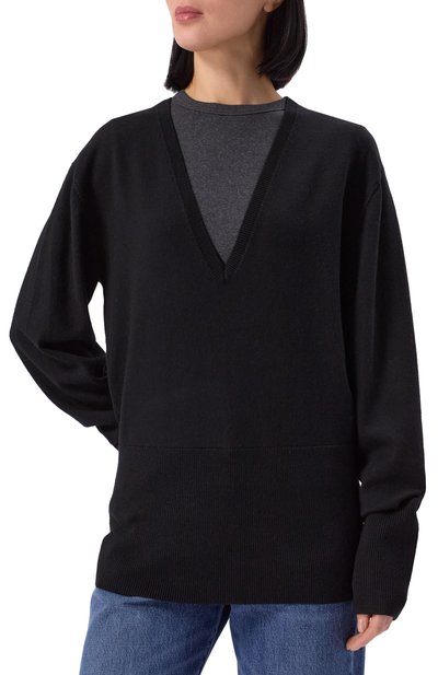 Шерстяной пуловер TOTEME черного цвета по цене 59200 руб., арт. 251-WRT4366-YA0133, фото 3 Шерстяной пуловер TOTEME, арт. 251-WRT4366-YA0133, фото 3