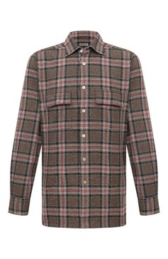 Мужская хлопковая рубашка KITON коричневого цвета, арт. UCRRLH0861305 | Фото 1 (Драгоценные камни: Проставлено; Длина (для топов): Стандартные; Рукава: Длинные; Материал сплава: Проставлено; Материал внешний: Хлопок; Принт: Клетка; Манжеты: На пуговицах; Случай: Повседневный; Воротник: Кент; Стили: Кэжуэл)
