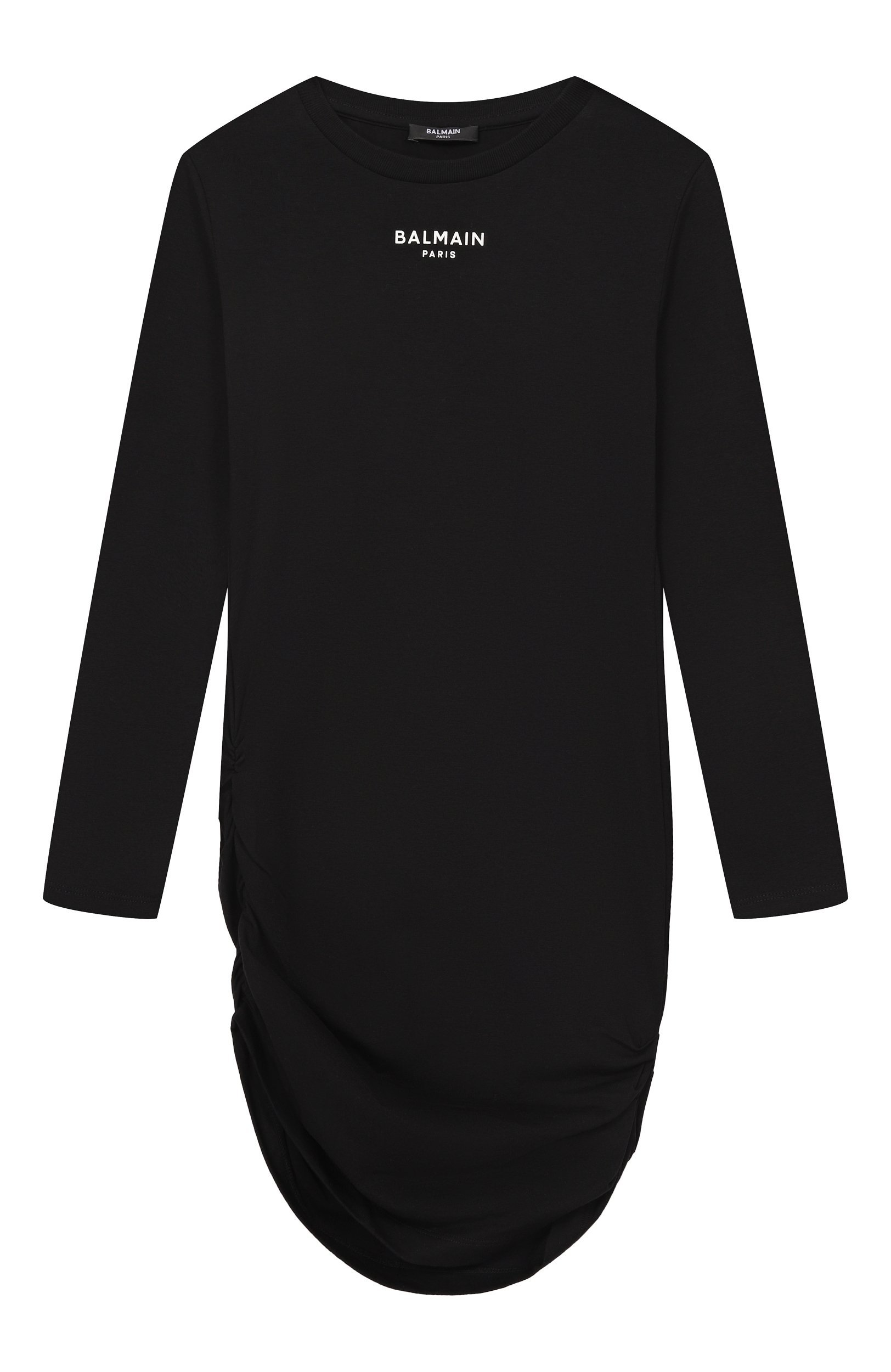 Хлопковое платье BALMAIN черного цвета по цене 23450 руб., арт. BZ1B60, фото 1 Хлопковое платье BALMAIN, арт. BZ1B60, фото 1