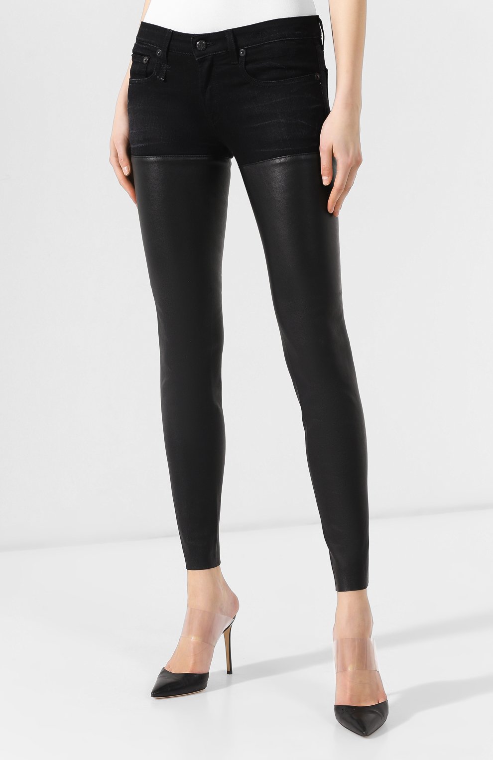 Джинсы-скинни с кожаной вставкой R13, арт. R13WM0041-73, фото 3