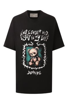 Женская хлопковая футболка DOMREBEL черного цвета, арт. C0LLARBEAR T-SHIRT | Фото 1 (Длина (для топов): Стандартные; Драгоценные камни: Проставлено; Рукава: Короткие; Материал сплава: Проставлено; Принт: С принтом; Стили: Гранж; Материал внешний: Хлопок)