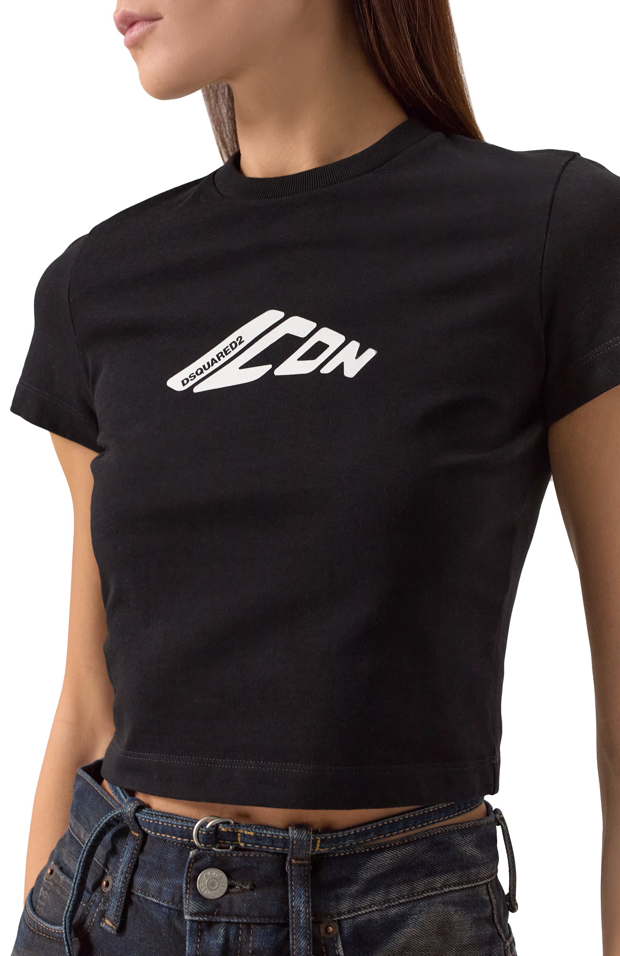 Хлопковый топ DSQUARED2 черного цвета по цене 19450 руб., арт. S80GC0080/D20033, фото 5 Хлопковый топ DSQUARED2, арт. S80GC0080/D20033, фото 5
