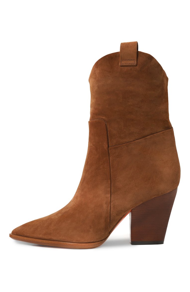 Женские замшевые казаки SANTONI коричневого цвета, арт. WT0P59670HI3TTV8M40 | Фото 4 (Материал внутренний: Натуральная кожа; Подошва: Плоская; Каблук высота: Высокий; Материал утеплителя: Без утеплителя; Материал внешний: Замша, Натуральная кожа; Женское Кросс-КТ: Каза�ки-ботинки)