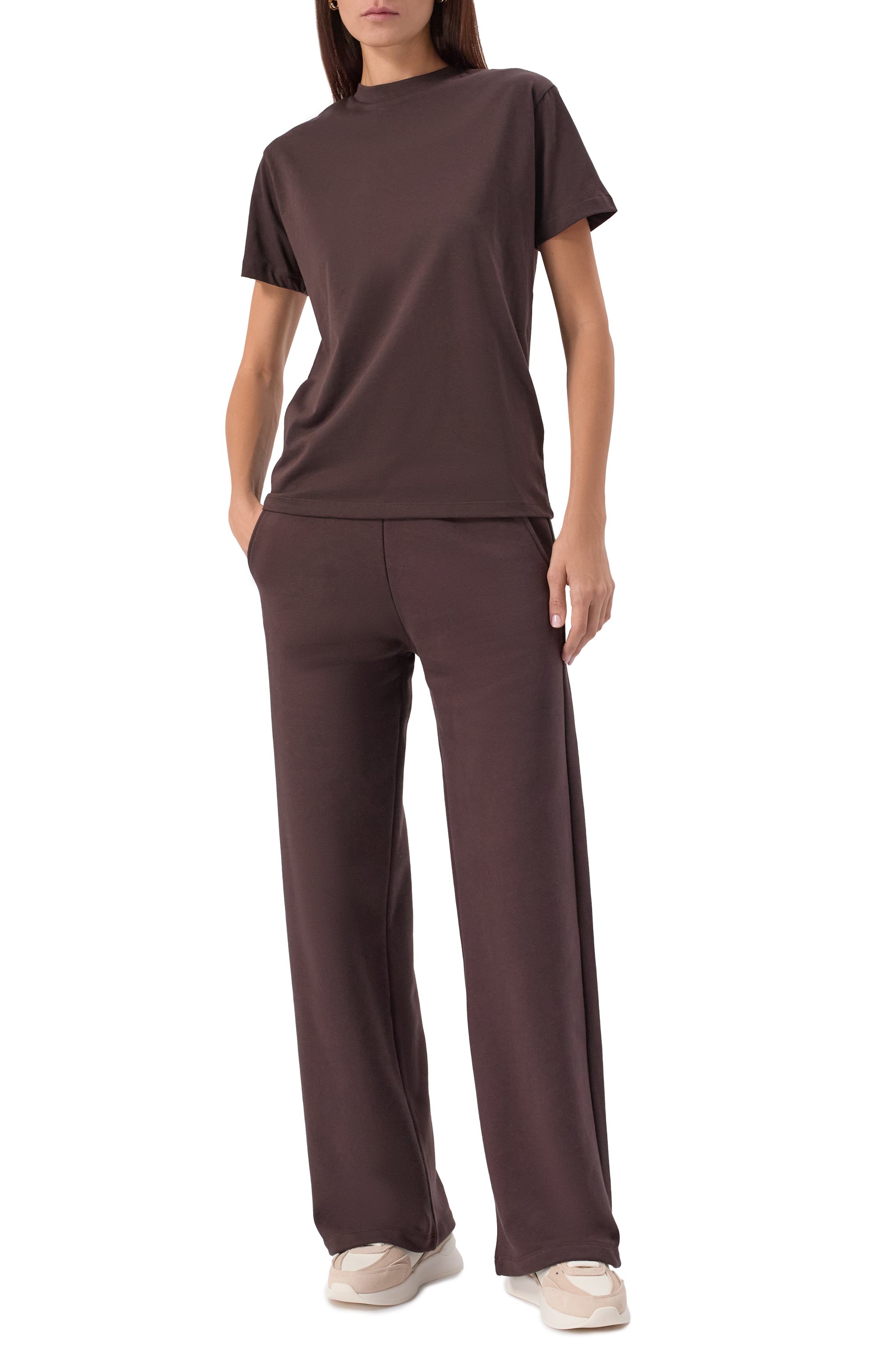 Хлопковые брюки HINNOMINATE коричневого цвета по цене 13200 руб., арт. HMABW01950, фото 2 Хлопковые брюки HINNOMINATE, арт. HMABW01950, фото 2