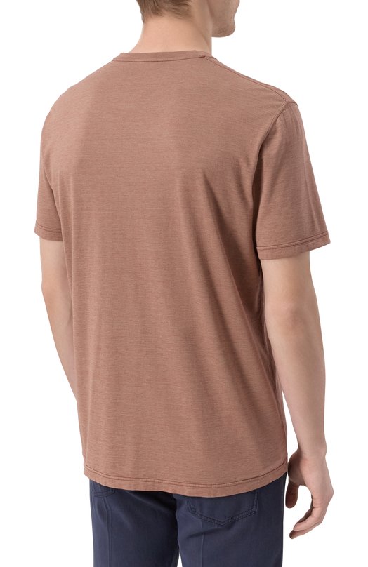 Футболка из шелка и хлопка Kiton UMK063204 Коричневый  UMK063204 Фото 4