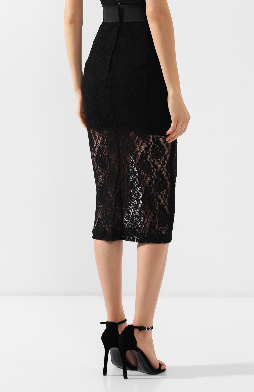 Кружевная юбка DOLCE & GABBANA черного цвета по цене 99500 руб., арт. F4BKET/FLMPS, фото 4 Кружевная юбка DOLCE & GABBANA, арт. F4BKET/FLMPS, фото 4