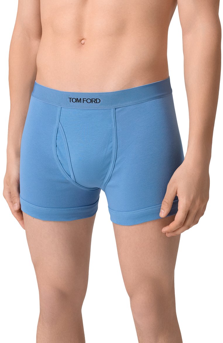 Мужские хлопковые боксеры TOM FORD голубого цвета, арт. T4LC3/204 | Фото 2 (Автоматизация состава: Проставлено; Материал внешний: Хлопок; Нос: Не простав�лено; Кросс-КТ: бельё; Мужское Кросс-КТ: Трусы; Трусы М: Боксеры)