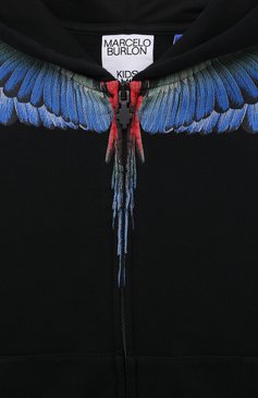 Детский хлопковая толстовка MARCELO BURLON KIDS OF MILAN черного цвета, арт. CBBE001S22FLE003 | Фото 3 (Рукава: Длинные; Материал внешний: Хлопок; Драгоценные камни: Проставлено; Материал сплава: Проставлено; Региональные ограничения белый список (Axapta Mercury): Не проставлено; Ростовка одежда: 10 - 11 лет | 140 - 146см, 8 лет | 128 см)