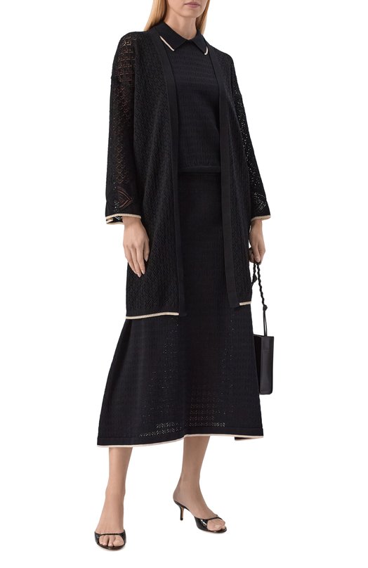 Хлопковый кардиган Agnona KR11038E/7C080PE Чёрный  KR11038E/7C080PE Фото 2