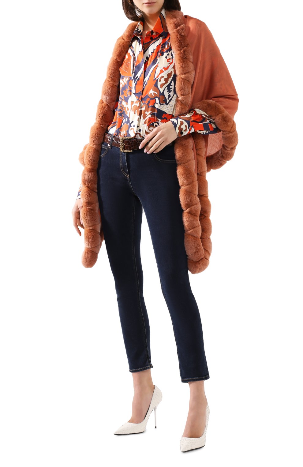 Кашемировая шаль с мехом шиншиллы LORO PIANA, арт. FAI8699, фото 2