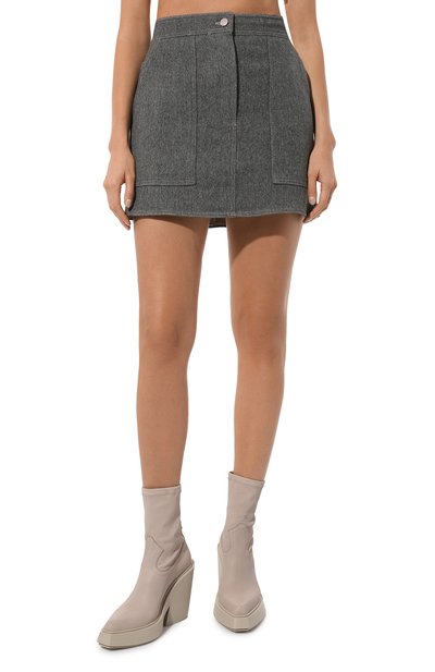 Юбка из шерсти и хлопка LVIR серого цвета по цене 36100 руб., арт. LV23F-SK03B, фото 3 Юбка из шерсти и хлопка LVIR, арт. LV23F-SK03B, фото 3