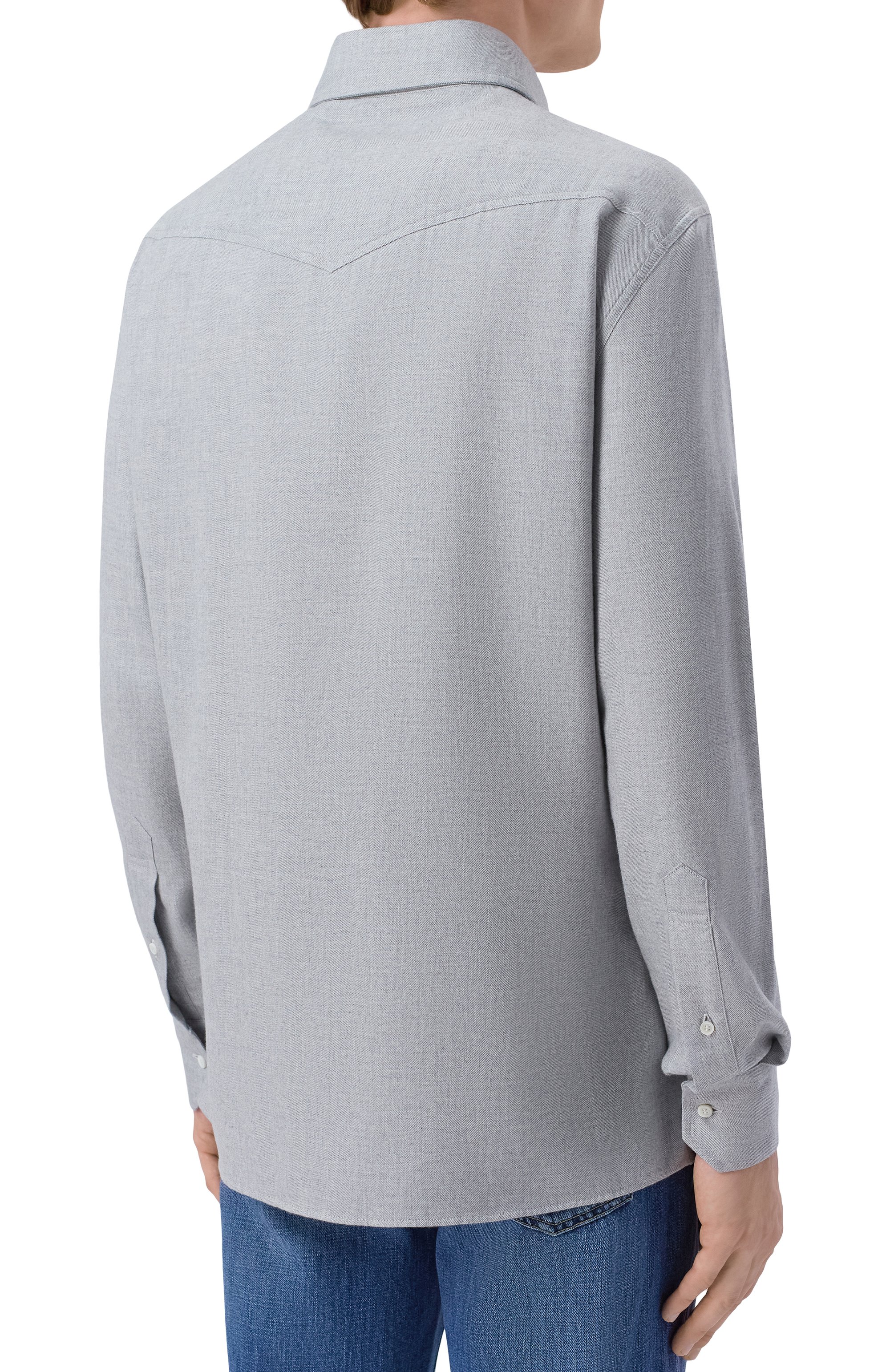 Рубашка из хлопка и лиоцелла BRUNELLO CUCINELLI, арт. MY6374008, фото 4