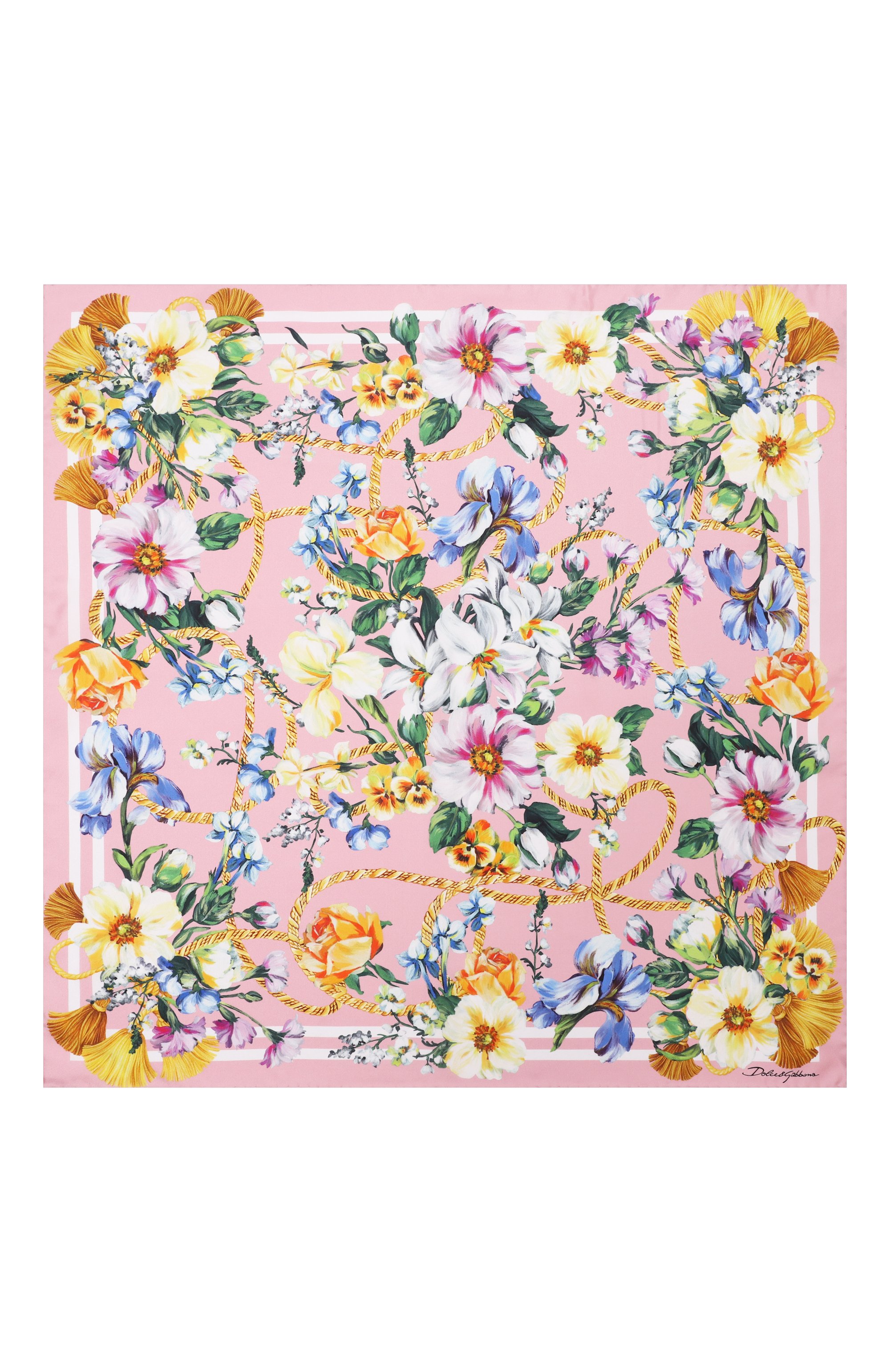 Шелковый платок DOLCE & GABBANA розового цвета по цене 54250 руб., арт. FN092R/GDCUQ, фото 4 Шелковый платок DOLCE & GABBANA, арт. FN092R/GDCUQ, фото 4