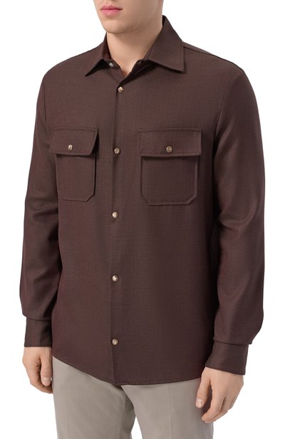 Шерстяная рубашка MARCO PESCAROLO темно-коричневого цвета по цене 97300 руб., арт. NEXT/5318_001, фото 3 Шерстяная рубашка MARCO PESCAROLO, арт. NEXT/5318_001, фото 3