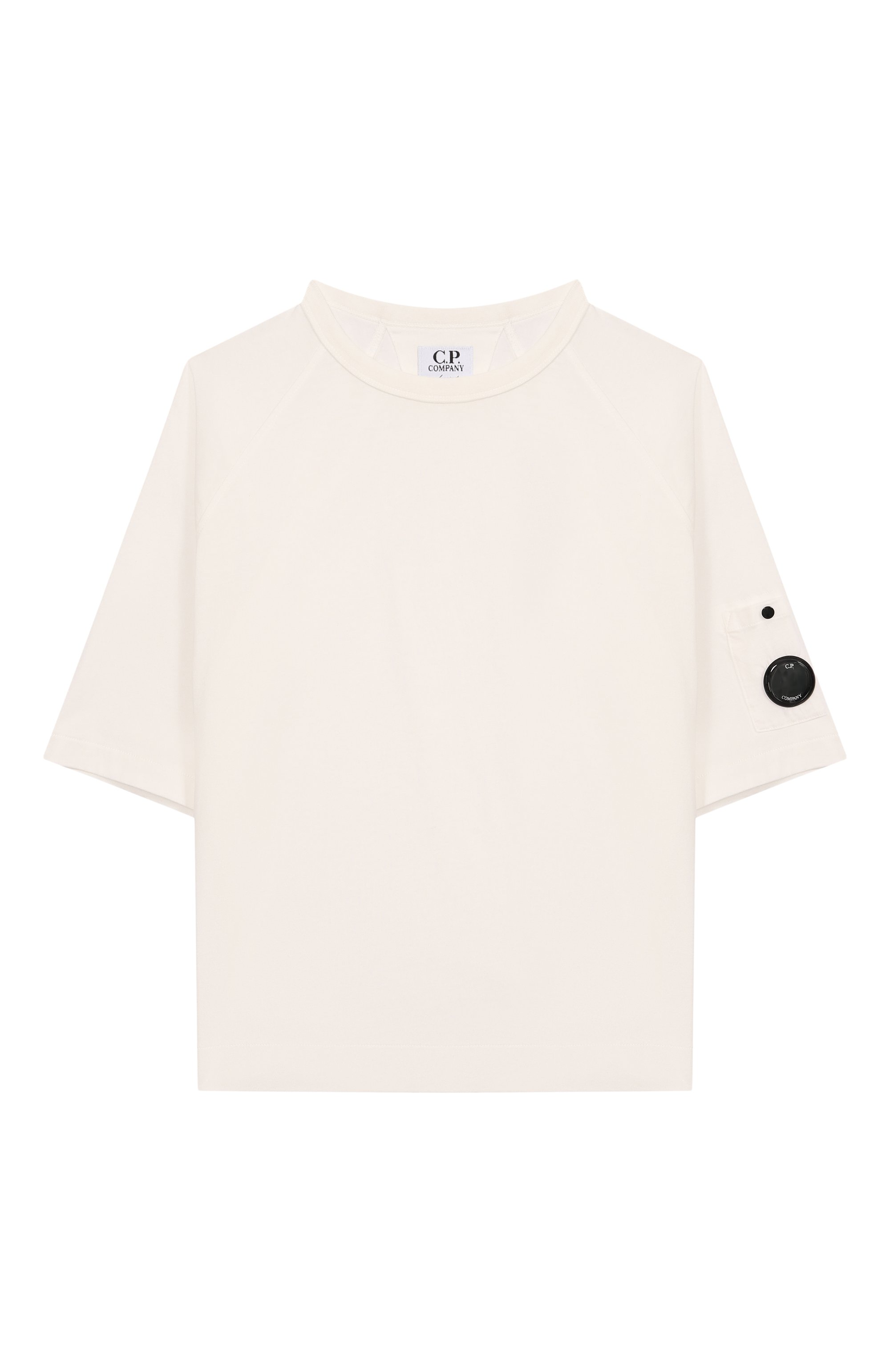 Хлопковая футболка C.P. COMPANY молочного цвета по цене 11450 руб., арт. CUM00R/LAA17/10-14, фото 1 Хлопковая футболка C.P. COMPANY, арт. CUM00R/LAA17/10-14, фото 1