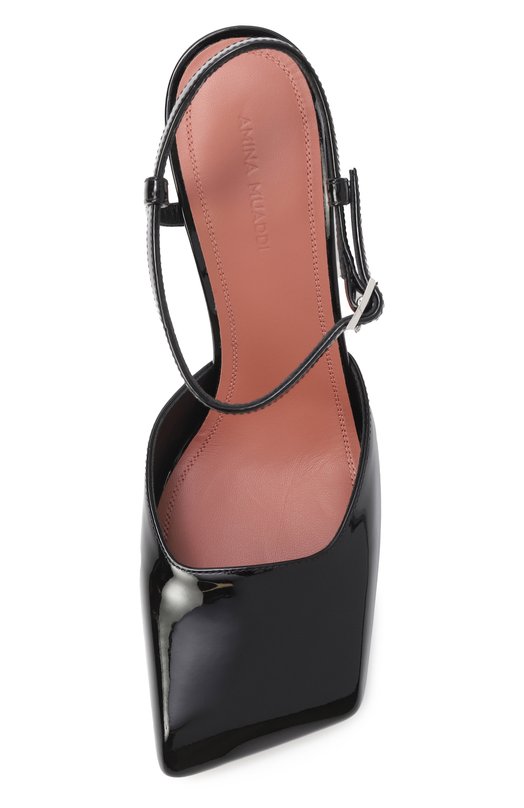 Кожаные туфли Charlotte Amina Muaddi CHARL0TTE PUMP/PATENT Чёрный  CHARL0TTE PUMP/PATENT Фото 6