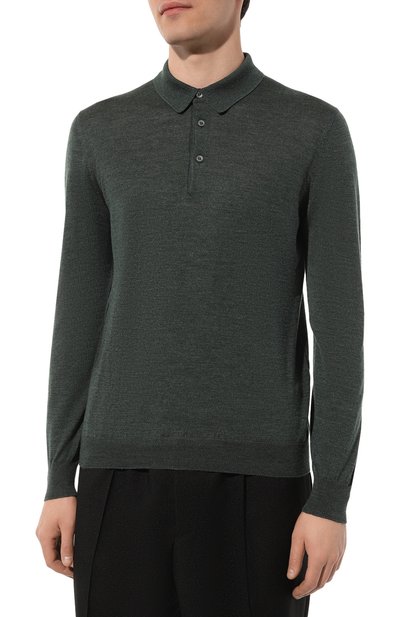 Поло из шерсти и шелка GRAN SASSO темно-зеленого цвета по цене 34200 руб., арт. 57132/13190, фото 3 Поло из шерсти и шелка GRAN SASSO, арт. 57132/13190, фото 3