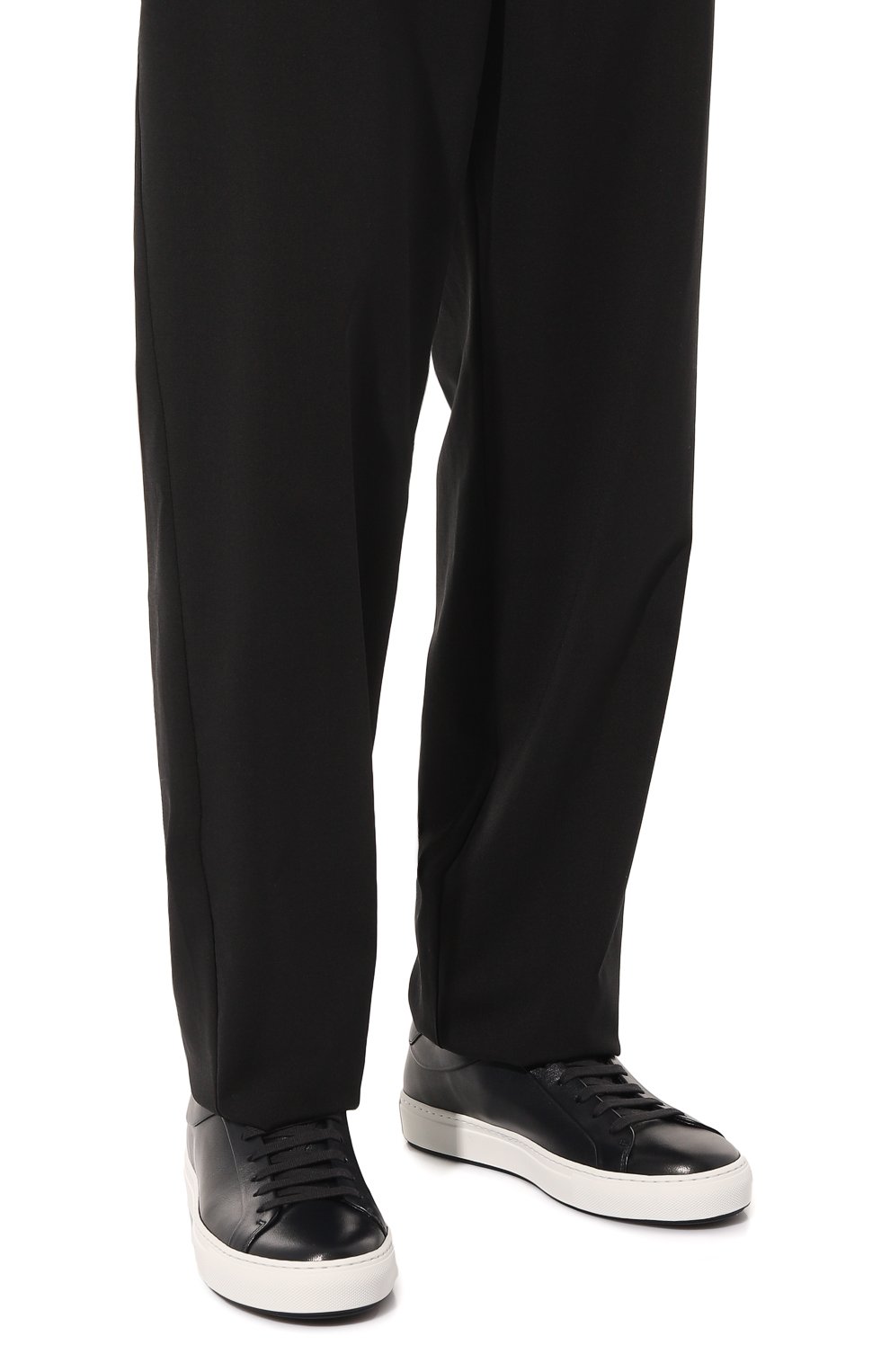 Кожаные кеды BOSS темно-синего цвета по цене 39200 руб., арт. 50499798, фото 3 Кожаные кеды BOSS, арт. 50499798, фото 3