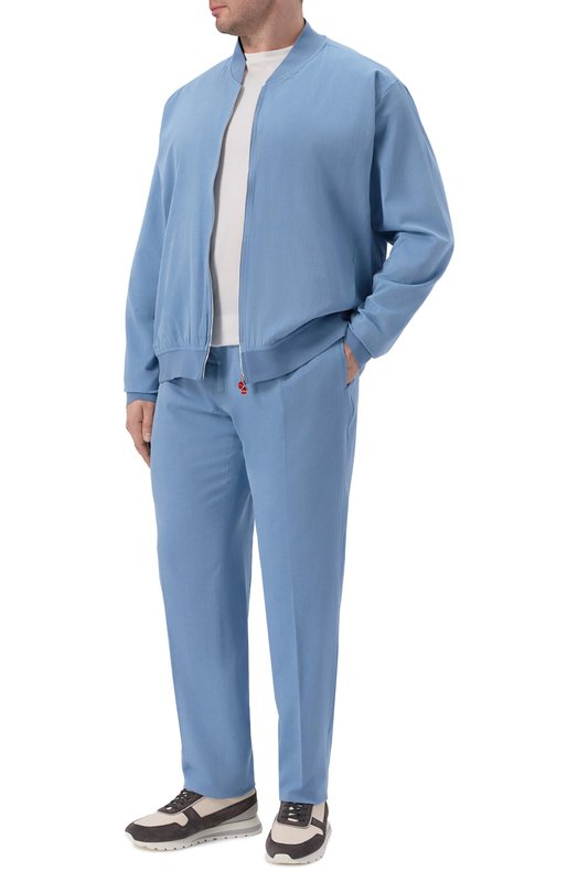 Хлопковые брюки Kiton UPN01H09695 Голубой  UPN01H09695 Фото 2