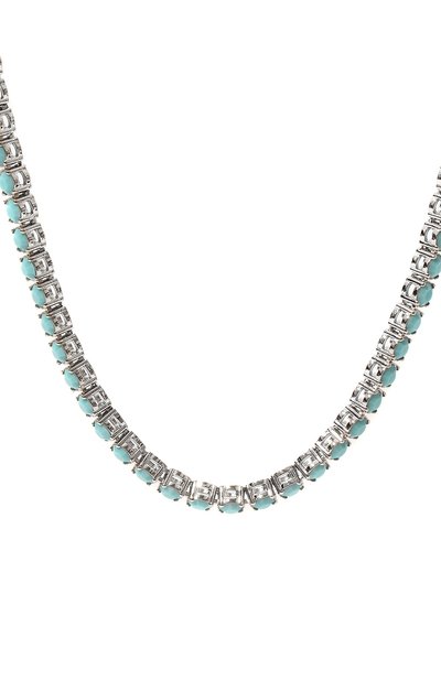 Колье tennis AMINA MUADDI бирюзового цвета по цене 76600 руб., арт. TENNIS NECKLACE, фото 3 Колье tennis AMINA MUADDI, арт. TENNIS NECKLACE, фото 3
