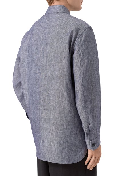 Льняная рубашка GIORGIO ARMANI синего цвета по цене 212500 руб., арт. GM003400/TE20689, фото 4 Льняная рубашка GIORGIO ARMANI, арт. GM003400/TE20689, фото 4