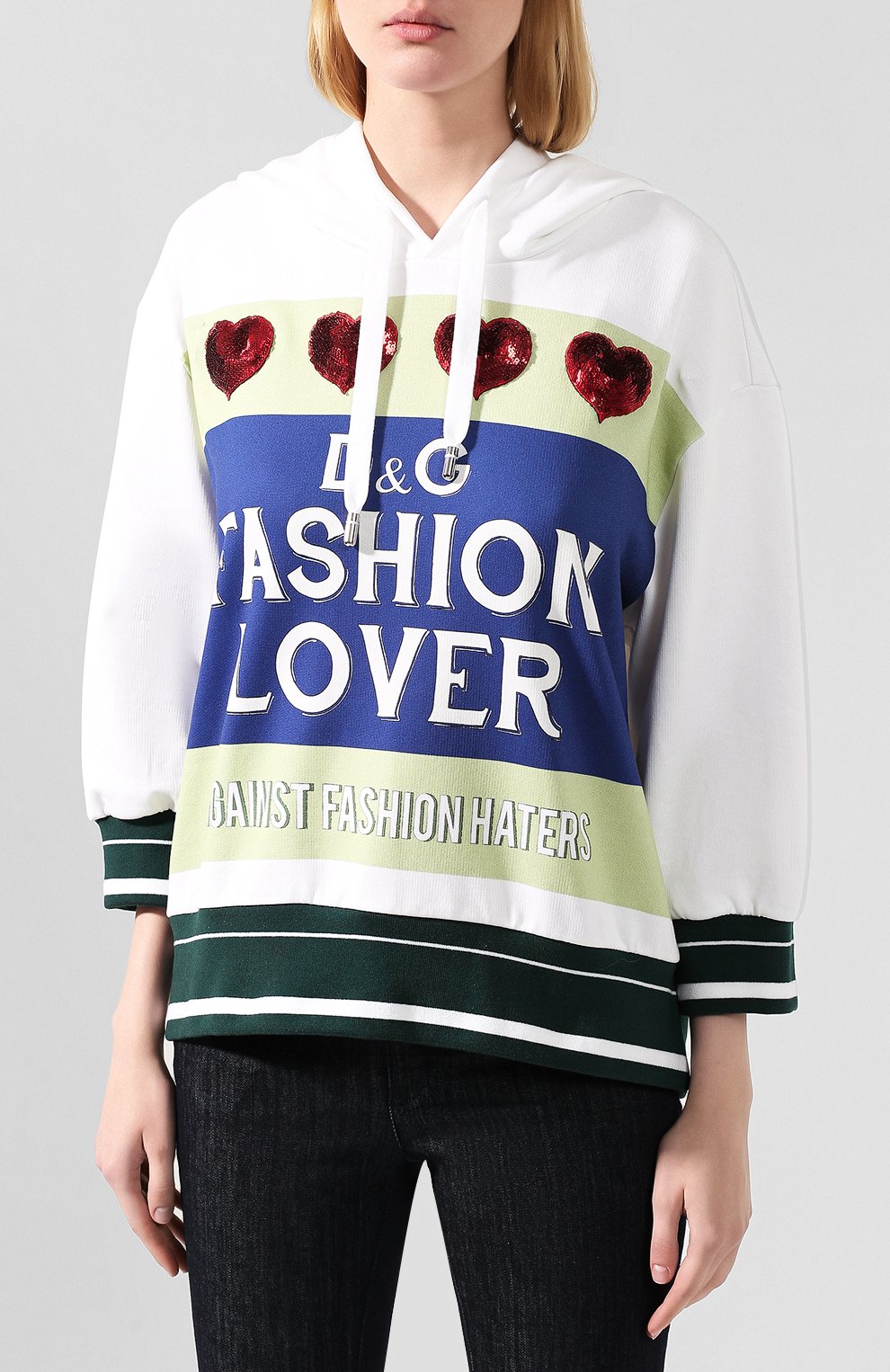 Хлопковое худи DOLCE & GABBANA белого цвета по цене 85100 руб., арт. F9A53Z/HH743, фото 3 Хлопковое худи DOLCE & GABBANA, арт. F9A53Z/HH743, фото 3