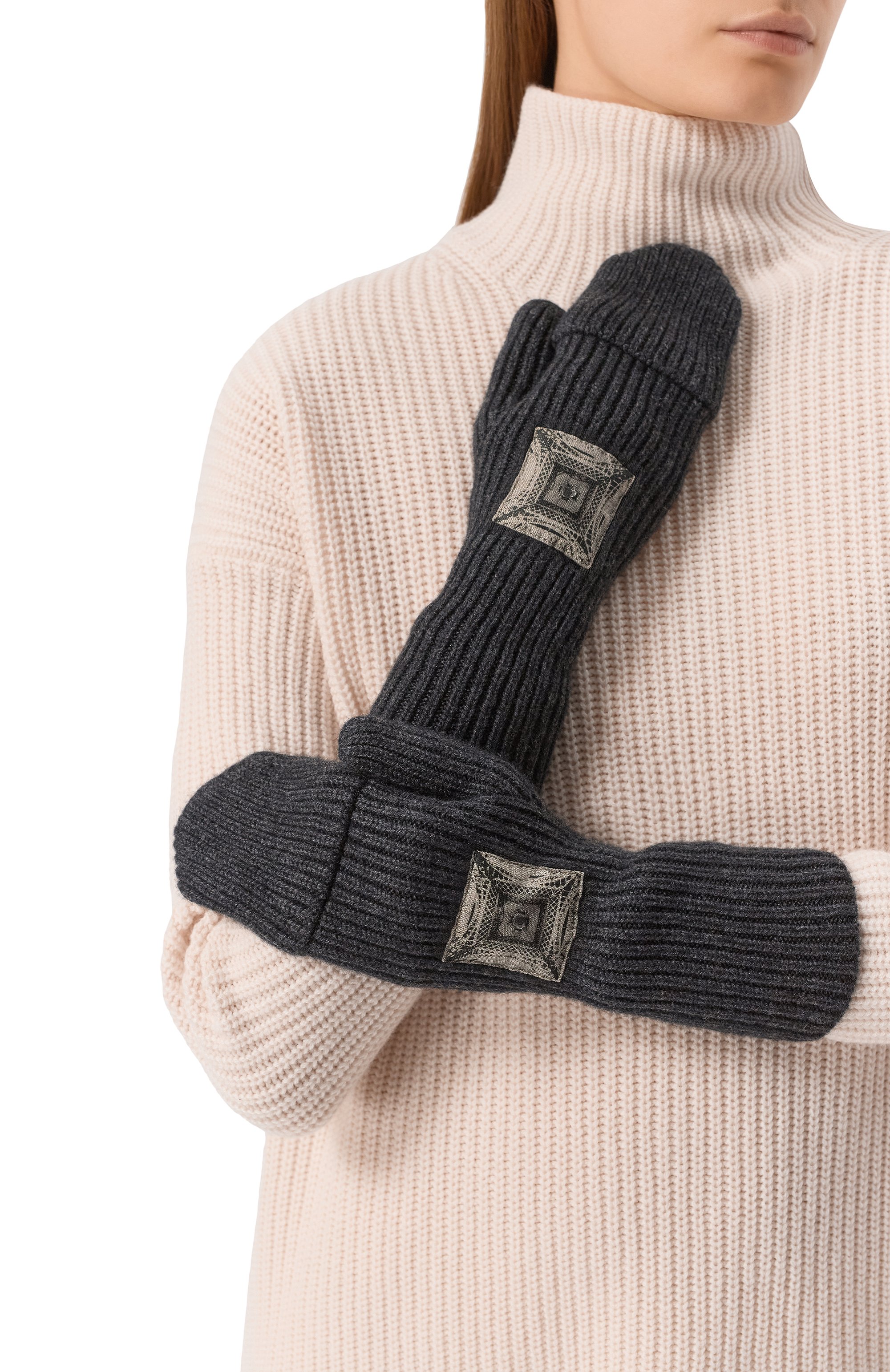 Варежки вертикаль из шерсти и кашемира MIDGARD PARIS, арт. MS86WL-OS-BK, фото 2