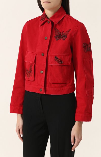 Укороченная джинсовая куртка с отделкой в виде бабочек VALENTINO, арт. PB3DC00R/4SK, фото 3