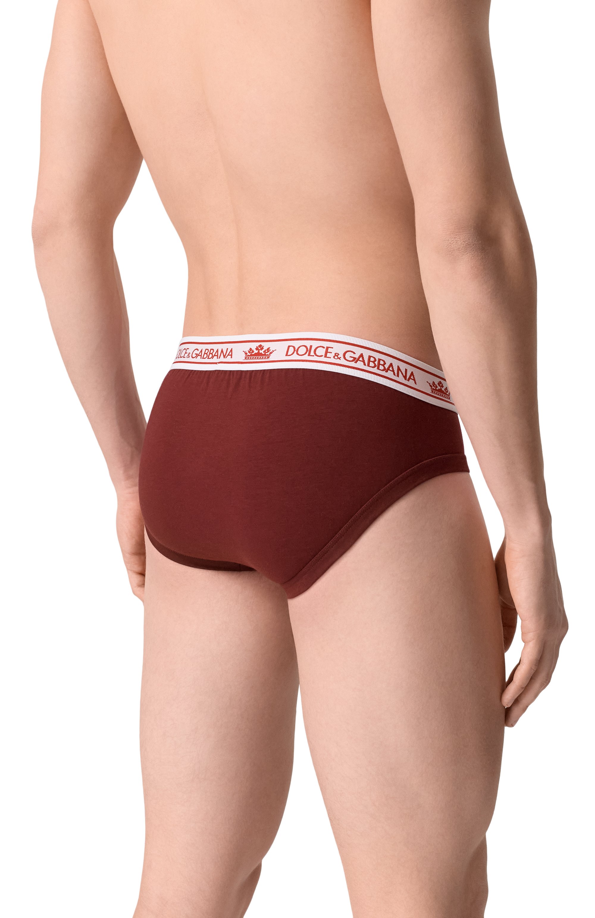 Хлопковые брифы DOLCE & GABBANA бордового цвета по цене 7720 руб., арт. M3F59J/0N0DA, фото 3 Хлопковые брифы DOLCE & GABBANA, арт. M3F59J/0N0DA, фото 3
