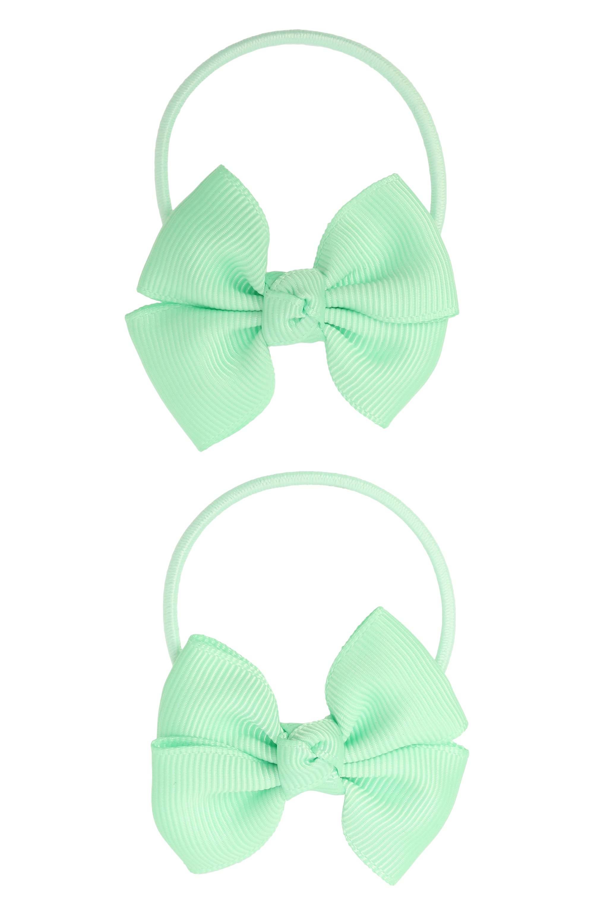 Комплект из двух бантов-резинок JUNEFEE светло-зеленого цвета по цене 1190 руб., арт. 4878, фото 1 Комплект из двух бантов-резинок JUNEFEE, арт. 4878, фото 1