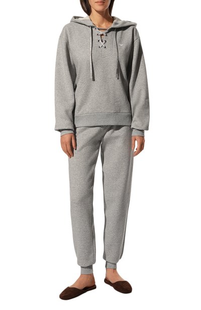 Хлопковое джоггеры EMPORIO ARMANI серого цвета по цене 7995 руб., арт. 164600/2F265, фото 2 Хлопковое джоггеры EMPORIO ARMANI, арт. 164600/2F265, фото 2