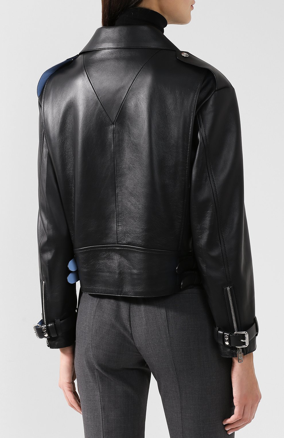 Кожаная куртка с косой молнией PRADA, арт. 58938-FLY-F014B, фото 4
