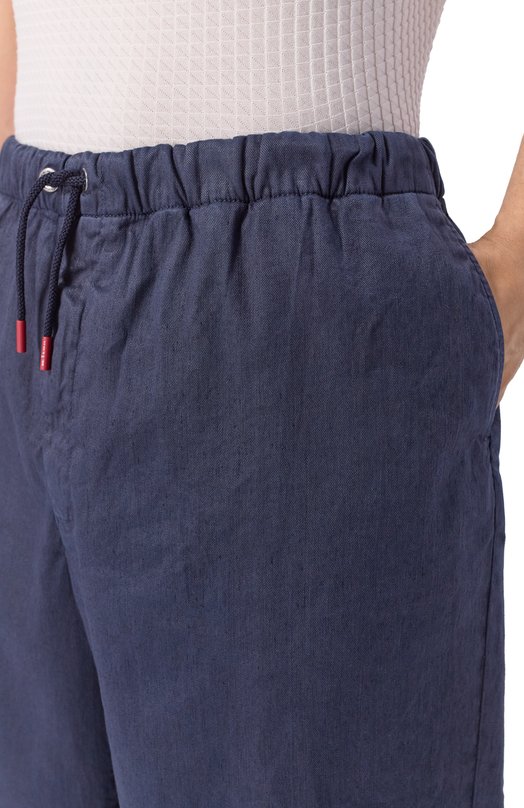 Шорты изо льна и хлопка Kiton UPR004LK0603H Синий  UPR004LK0603H Фото 5