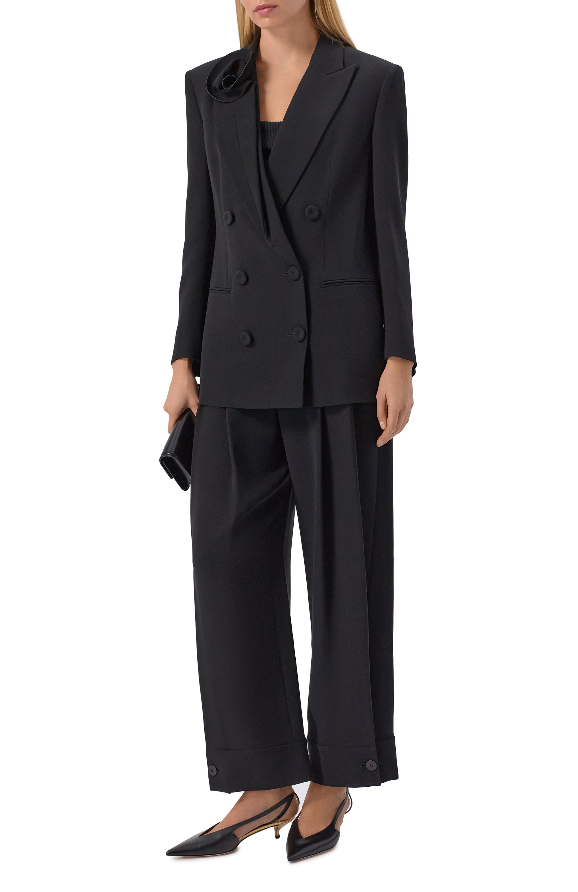 Шелковые брюки GIORGIO ARMANI черного цвета по цене 299500 руб., арт. GW002497/TE10071, фото 2 Шелковые брюки GIORGIO ARMANI, арт. GW002497/TE10071, фото 2