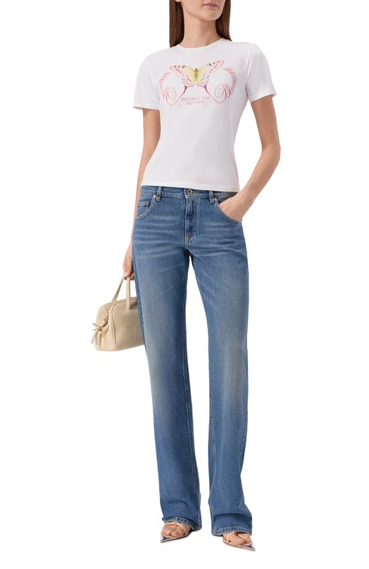 Хлопковая футболка Blumarine 4T106A/TJ0023 Белый  4T106A/TJ0023 Фото 2