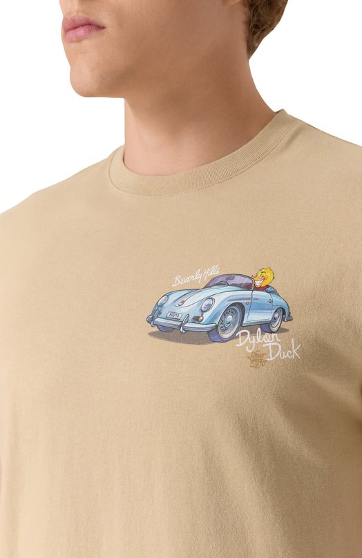 Хлопковая футболка MC2 Saint Barth STBM TSHIRT MAN/05355H Бежевый  STBM TSHIRT MAN/05355H Фото 5