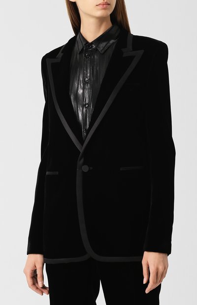 Приталенный бархатный жакет SAINT LAURENT, арт. 534246/Y525R, фото 3