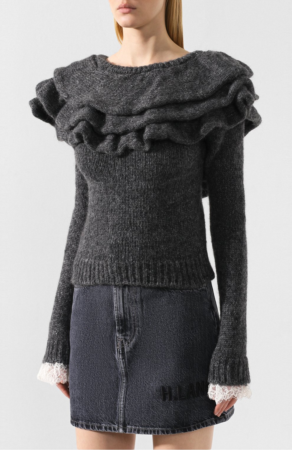 Свитер PHILOSOPHY DI LORENZO SERAFINI серого цвета по цене 59950 руб., арт. A0935/7104, фото 3 Свитер PHILOSOPHY DI LORENZO SERAFINI, арт. A0935/7104, фото 3