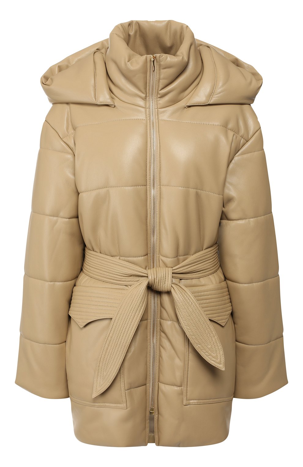 Куртка с поясом NANUSHKA, арт. LEN0X_WAX YELL0W_VEGAN LEATHER, фото 1