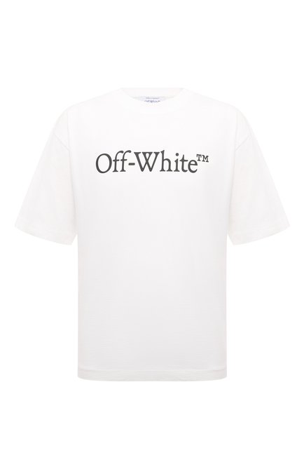 Мужская хлопковая футболка OFF-WHITE белого цвета, арт. 0MAA120C99JER008 | Фото 1 (Рукава: 3/4; Длина (для топов): Стандартные; Материал сплава: Проставлено; Материал внешний: Хлопок; Драгоценные камни: Проставлено)