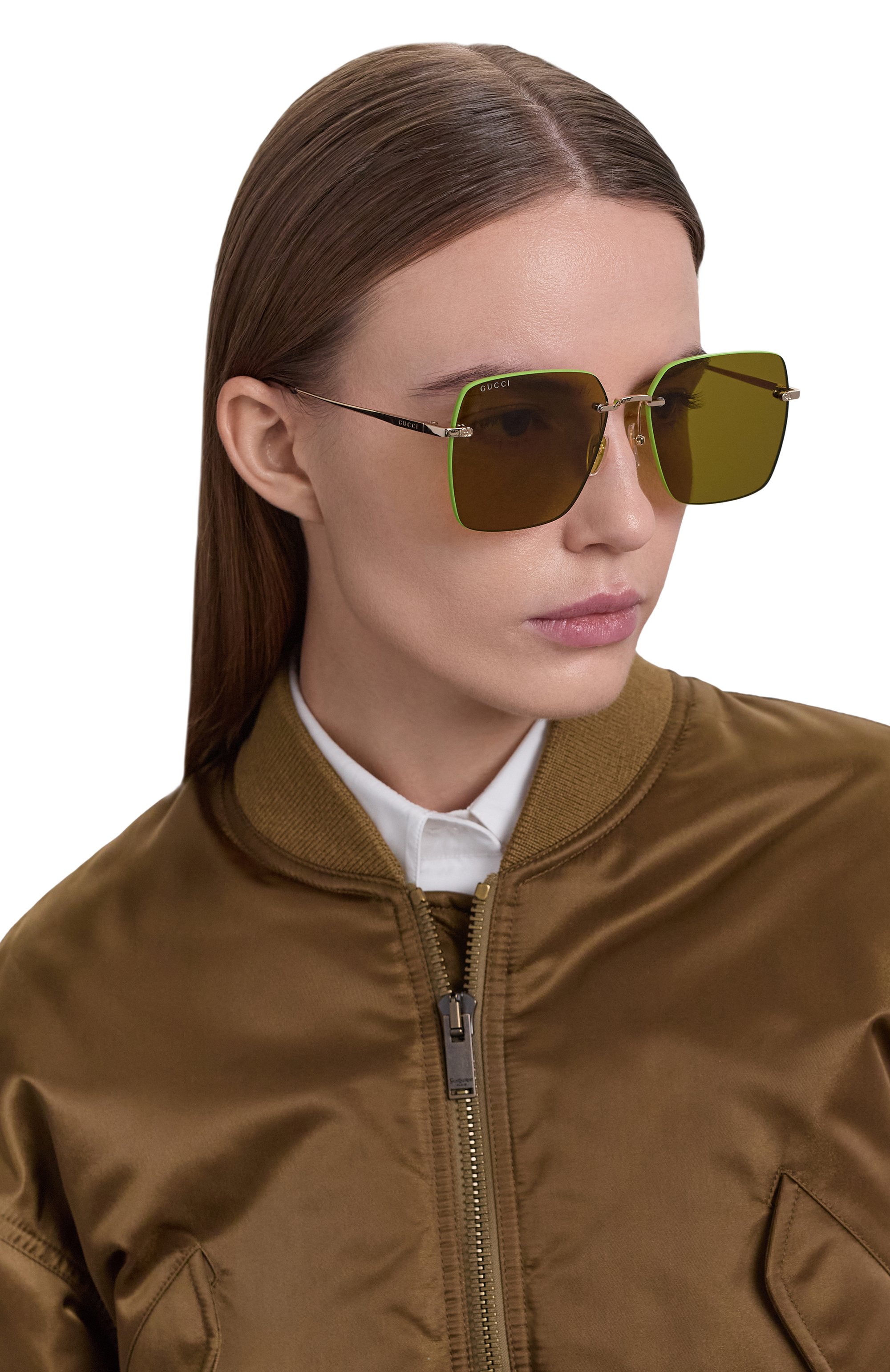 Солнцезащитные очки GUCCI зеленого цвета по цене 51100 руб., арт. GG1955SA 004, фото 2 Солнцезащитные очки GUCCI, арт. GG1955SA 004, фото 2