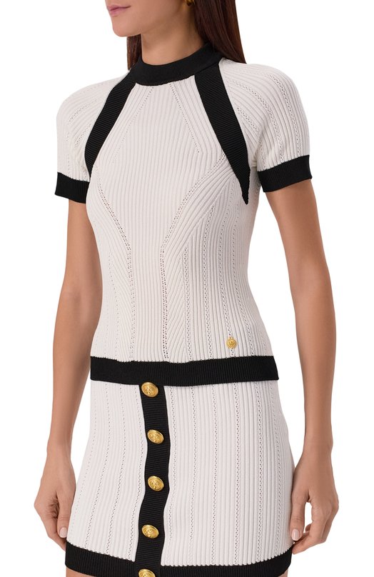 Пуловер из вискозы Balmain FF1AL075/KI64 Кремовый  FF1AL075/KI64 Фото 3