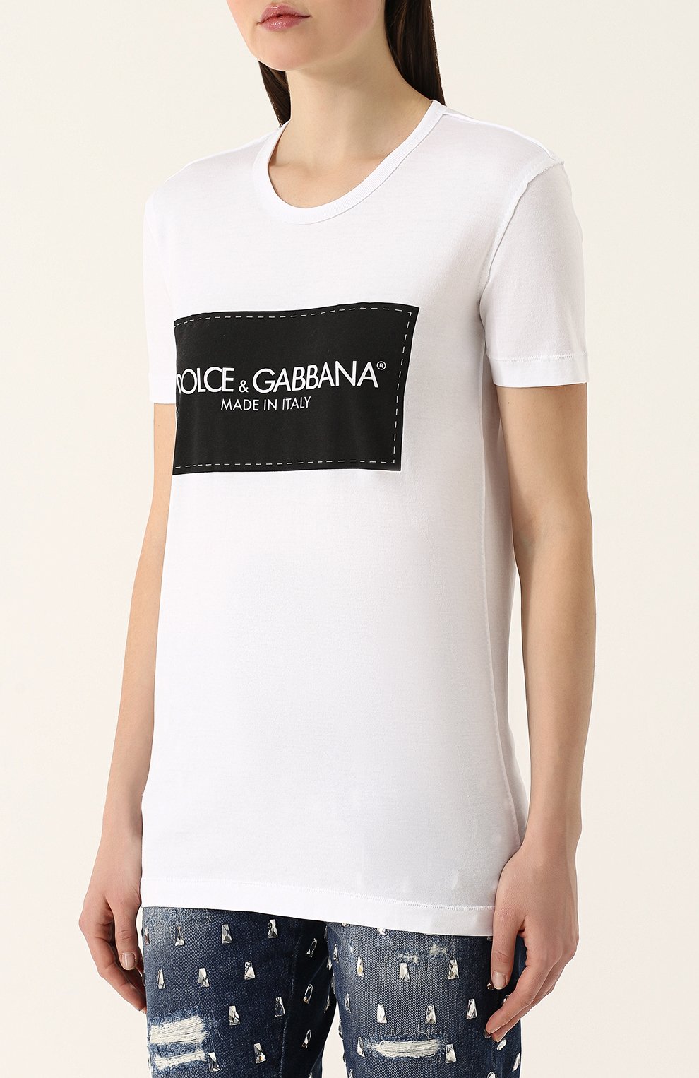 Хлопковая футболка прямого кроя с логотипом бренда DOLCE & GABBANA, арт. F8J80Z/G7MSD, фото 3